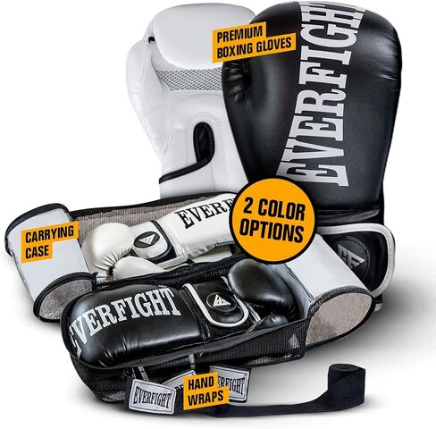Adult Boxing Gloves Set - Incl. 3m Boxing Wraps & Carrying Bag, Padded Muay Thai, MMA, Kickboxing and Heavy Bag Gloves with Hand Wraps - Sizes 10 oz, 12 oz, 14 oz, 16 oz in Saudi Arabia