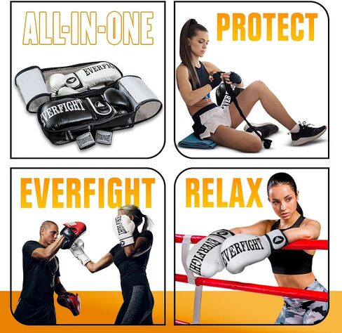 Adult Boxing Gloves Set - Incl. 3m Boxing Wraps & Carrying Bag, Padded Muay Thai, MMA, Kickboxing and Heavy Bag Gloves with Hand Wraps - Sizes 10 oz, 12 oz, 14 oz, 16 oz in Saudi Arabia