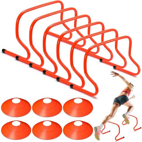 6 Sets 12" Speed Agility Training Hurdles for Athletes Soccer Training Hurdles Agility Training Equipment with Marker Cone Adjustable Training Hurdle Plyometric Hurdles for Basketball in Kuwait