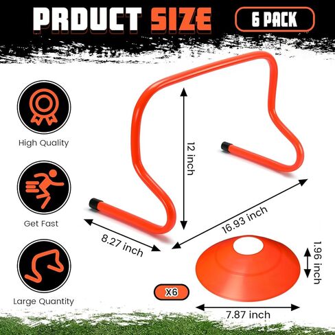6 Sets 12" Speed Agility Training Hurdles for Athletes Soccer Training Hurdles Agility Training Equipment with Marker Cone Adjustable Training Hurdle Plyometric Hurdles for Basketball in Kuwait