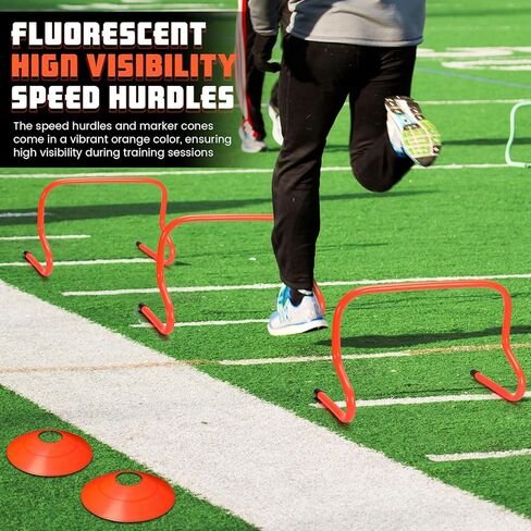 6 Sets 12" Speed Agility Training Hurdles for Athletes Soccer Training Hurdles Agility Training Equipment with Marker Cone Adjustable Training Hurdle Plyometric Hurdles for Basketball in Kuwait