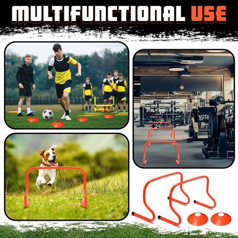 6 Sets 12" Speed Agility Training Hurdles for Athletes Soccer Training Hurdles Agility Training Equipment with Marker Cone Adjustable Training Hurdle Plyometric Hurdles for Basketball in Kuwait