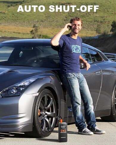 منفاخ إطارات لاسلكي، ضاغط هواء محمول، مضخة هواء محمولة بقوة 150 رطل لكل بوصة مربعة للسيارة، ضاغط هواء كهربائي أسرع 2X مع شاشة LCD/مقياس/ضوء للدراجات النارية والدراجة والكرة in Kuwait