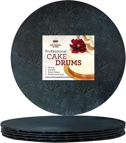 14 inch Black Round Thin Sturdy Cake Board Drums for Displaying Cakes, 1/4 Inch Thick, (12-Pack) in Saudi Arabia