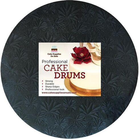 14 inch Black Round Thin Sturdy Cake Board Drums for Displaying Cakes, 1/4 Inch Thick, (12-Pack) in Saudi Arabia