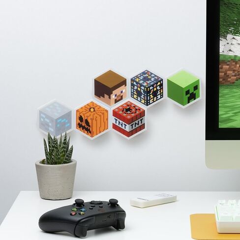 Paladone Minecraft Officially Licensed LED Hexagon Block Light Customizable Iconic Gamer Decor for Boys Room, Wall Mounting Remote or Touch Control Gaming Accessory Gift - Creeper, TNT and Steve in Saudi Arabia