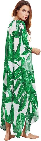 SweatyRocks Women's Flowy Kimono Cardigan Open Front Maxi Dress Solid Black XL in Saudi Arabia