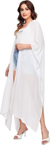 SweatyRocks Women's Flowy Kimono Cardigan Open Front Maxi Dress Solid Black XL in Saudi Arabia