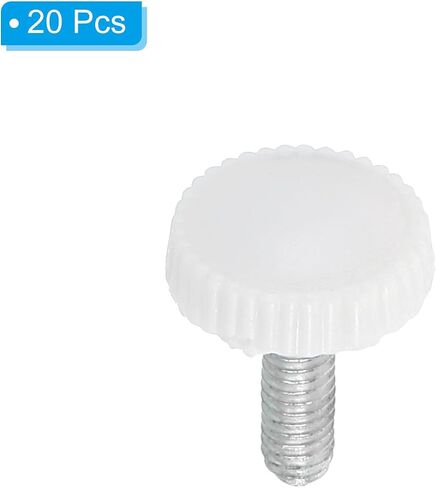 PATIKIL M4x12mm Knurled Thumb Screws, 20 Pack Male Thread Round Clamping Screws Knobs Hand Grip Bolts Mounting Fasteners for Lighting Furniture Hardware White in Saudi Arabia