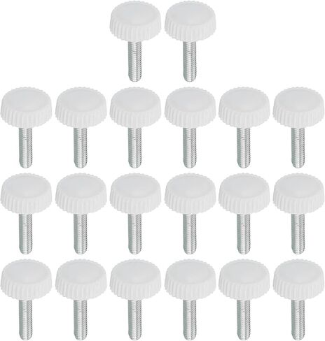 PATIKIL M4x12mm Knurled Thumb Screws, 20 Pack Male Thread Round Clamping Screws Knobs Hand Grip Bolts Mounting Fasteners for Lighting Furniture Hardware White in Saudi Arabia
