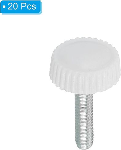 PATIKIL M4x12mm Knurled Thumb Screws, 20 Pack Male Thread Round Clamping Screws Knobs Hand Grip Bolts Mounting Fasteners for Lighting Furniture Hardware White in Saudi Arabia