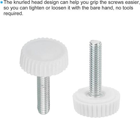 PATIKIL M4x12mm Knurled Thumb Screws, 20 Pack Male Thread Round Clamping Screws Knobs Hand Grip Bolts Mounting Fasteners for Lighting Furniture Hardware White in Saudi Arabia