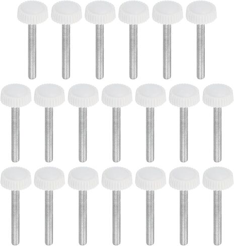 PATIKIL M4x12mm Knurled Thumb Screws, 20 Pack Male Thread Round Clamping Screws Knobs Hand Grip Bolts Mounting Fasteners for Lighting Furniture Hardware White in Saudi Arabia