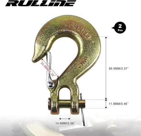 RULLINE 2-Pack 3/8" U-Shaped Slip Hooks w/Safety Lock, G70 Steel Clevis Hook for Towing Trailers. Heavy-Duty Chain Hooks, Trailer Receiver Hitch Hook, Solid U-Shaped Grab Hook, 18,000 lbs Capacity in Saudi Arabia