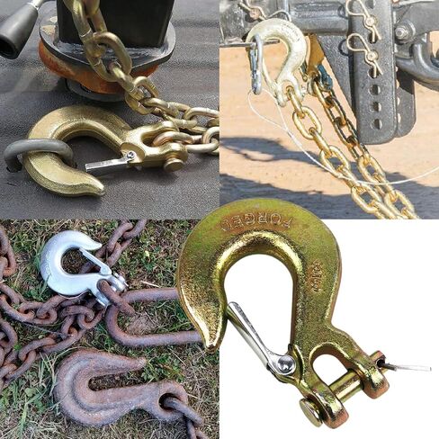 RULLINE 2-Pack 3/8" U-Shaped Slip Hooks w/Safety Lock, G70 Steel Clevis Hook for Towing Trailers. Heavy-Duty Chain Hooks, Trailer Receiver Hitch Hook, Solid U-Shaped Grab Hook, 18,000 lbs Capacity in Saudi Arabia