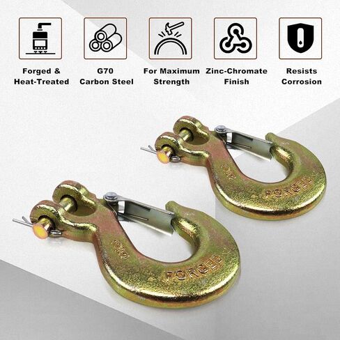 RULLINE 2-Pack 3/8" U-Shaped Slip Hooks w/Safety Lock, G70 Steel Clevis Hook for Towing Trailers. Heavy-Duty Chain Hooks, Trailer Receiver Hitch Hook, Solid U-Shaped Grab Hook, 18,000 lbs Capacity in Saudi Arabia