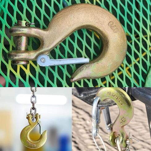 RULLINE 2-Pack 3/8" U-Shaped Slip Hooks w/Safety Lock, G70 Steel Clevis Hook for Towing Trailers. Heavy-Duty Chain Hooks, Trailer Receiver Hitch Hook, Solid U-Shaped Grab Hook, 18,000 lbs Capacity in Saudi Arabia