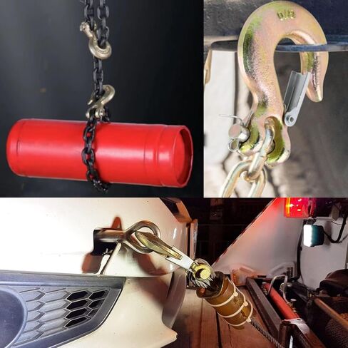 RULLINE 2-Pack 3/8" U-Shaped Slip Hooks w/Safety Lock, G70 Steel Clevis Hook for Towing Trailers. Heavy-Duty Chain Hooks, Trailer Receiver Hitch Hook, Solid U-Shaped Grab Hook, 18,000 lbs Capacity in Saudi Arabia