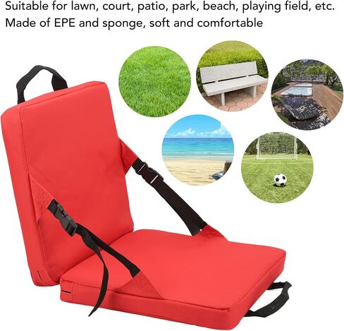 Diydeg Portable Stadium Seat Cushion, Outdoor Folding Padded Floor Chair with Back Support, Storage Pocket & Adjustable Strap, Lightweight Stadium Bleacher Seat for Sporting Events, in Saudi Arabia