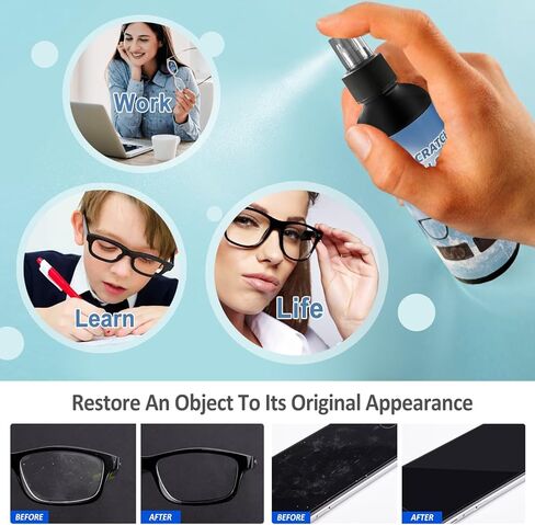 2PC New Lens Scratch Remover,Repair Lens Glass Grinding Scratch,Glasses Cleaner Spray for Sunglasses Screen Cleaner Tools in Kuwait