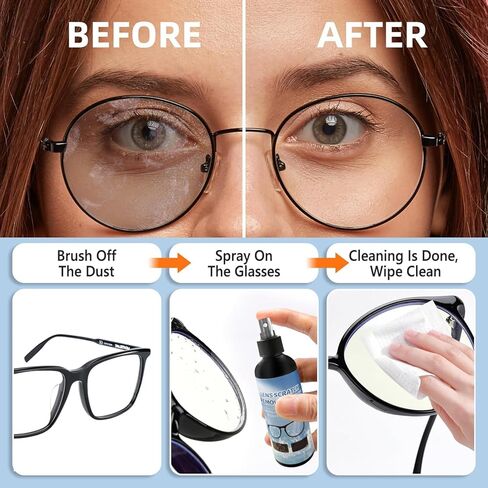 Eyeglass Scratch Remover,100ml Lens Scratch Remover,Scratch Remover for Sunglasses,Eye Glasses Cleaner Spray,for Sunglasses Screen Cleaner Tools（2PCS） in Kuwait