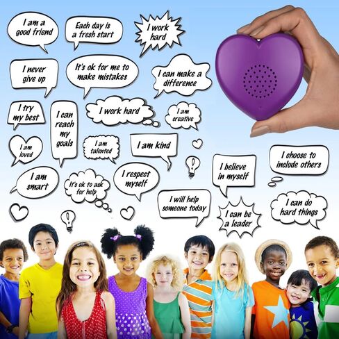 المنتجات الناطقة، زر صوت MP3 لتأكيدات القلب الأرجواني. 30 اقتباسات تحفيزية وإيجابية مسجلة مسبقًا لتحسين الصحة العقلية للأطفال. بناء احترام الذات، ومكافحة القلق وانخفاض الثقة. in Kuwait