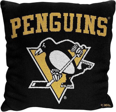 Northwest NHL Decorative Pillows- Enhance Your Space with Woven Throw Pillows - 14" x 14" - Playing Field at Your Home (Pittsburgh Penguins - Black) in Saudi Arabia