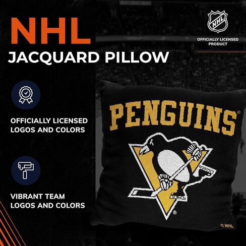 Northwest NHL Decorative Pillows- Enhance Your Space with Woven Throw Pillows - 14" x 14" - Playing Field at Your Home (Pittsburgh Penguins - Black) in Saudi Arabia