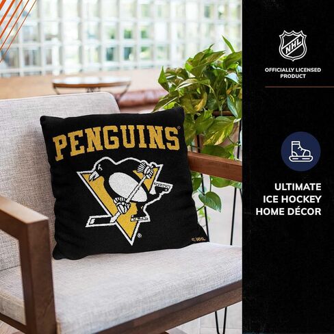 Northwest NHL Decorative Pillows- Enhance Your Space with Woven Throw Pillows - 14" x 14" - Playing Field at Your Home (Pittsburgh Penguins - Black) in Saudi Arabia