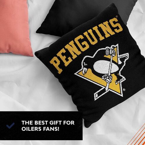Northwest NHL Decorative Pillows- Enhance Your Space with Woven Throw Pillows - 14" x 14" - Playing Field at Your Home (Pittsburgh Penguins - Black) in Saudi Arabia