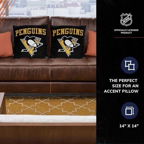 Northwest NHL Decorative Pillows- Enhance Your Space with Woven Throw Pillows - 14" x 14" - Playing Field at Your Home (Pittsburgh Penguins - Black) in Saudi Arabia