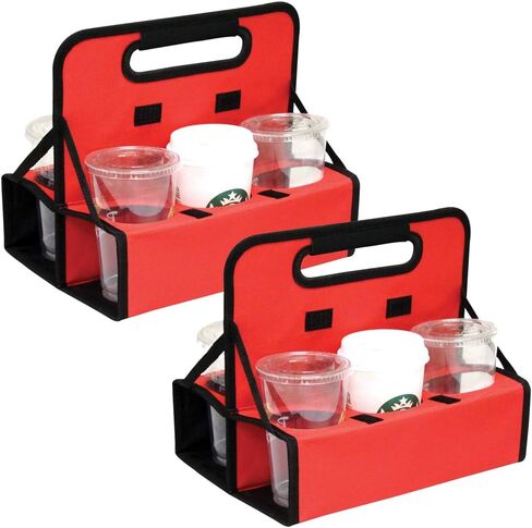 Preferred Nation Reusable Cup Carrier/Caddy (Set of 2), Holds 6 Soda Coffee Cups or Cans, Sturdy Frame and Solid Base, Foldable Convenient Easy to Carry | Great for Food Delivery in Saudi Arabia