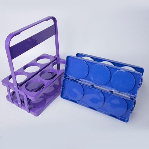 Foldable Plastic Drink Carrier with Handle, Beverage Delivery Holder, 6- Holes Reusable Beer Bottle Carrier for Grubhub Doordash KTV Party, Catering, Restaurant (Black) in Saudi Arabia