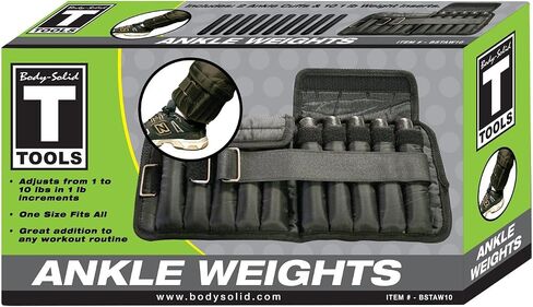 Body-Solid Tools Ankle Weights Pair - Adjustable 20-LB Leg Weights for Men & Women, Ideal for Walking, Gym Training, Speed and Strength Improvement in Saudi Arabia