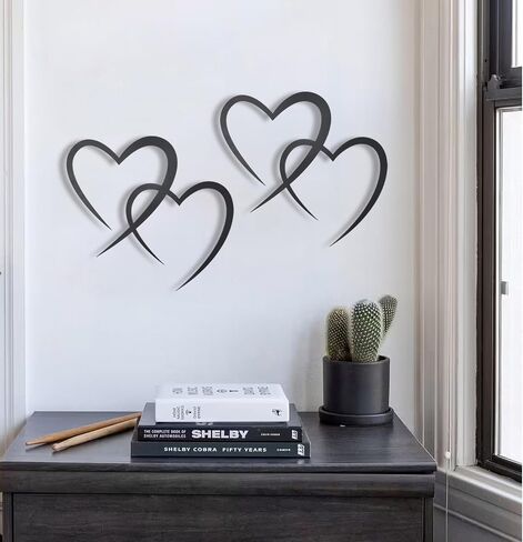 OYEFLY Infinity Heart Metal Wall Decor,Infinity Heart Wall Decor for Room Living,Wedding Decor (Black, style3 11.4 x 10.7in) in Saudi Arabia