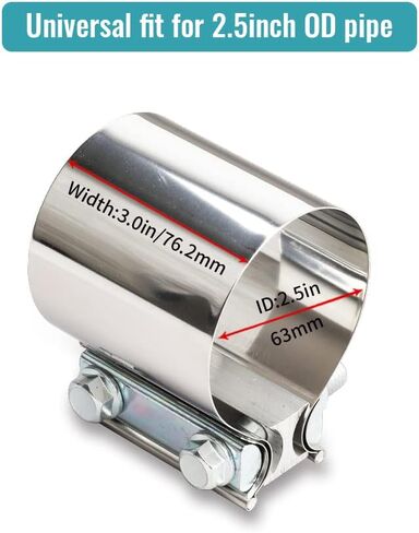 2.25 Inch Exhaust Clamp, Butt Joint Band Clamp Sleeve Coupler Stainless Steel for Exhaust Pipes, Mufflers and Catalytic Converters in Kuwait