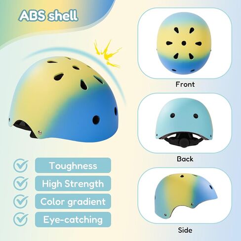 Miereirl Kids Bike Helmet Toddler Adjustable Gradient Helmet with Knee Pads Elbow Pads Wrist Guards Ventilation Multi-Sport Helmet for Skateboard Roller Skateing Bicycle Scooter in Saudi Arabia