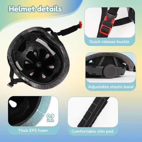 Miereirl Kids Bike Helmet Toddler Adjustable Gradient Helmet with Knee Pads Elbow Pads Wrist Guards Ventilation Multi-Sport Helmet for Skateboard Roller Skateing Bicycle Scooter in Saudi Arabia
