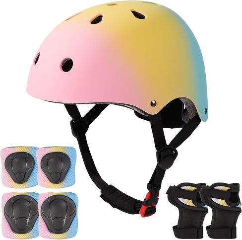 Miereirl Kids Bike Helmet Toddler Adjustable Gradient Helmet with Knee Pads Elbow Pads Wrist Guards Ventilation Multi-Sport Helmet for Skateboard Roller Skateing Bicycle Scooter in Saudi Arabia