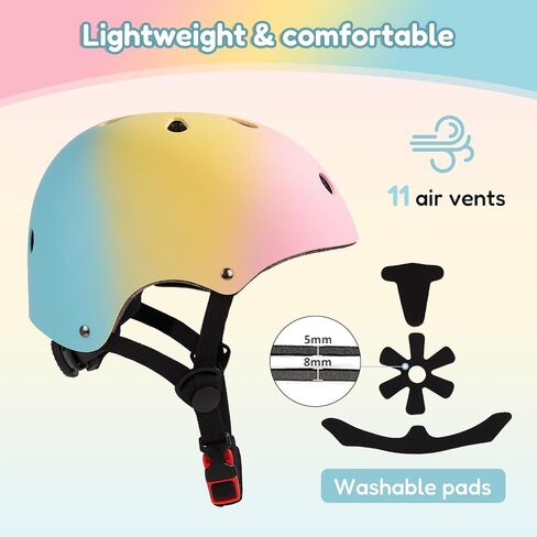 Miereirl Kids Bike Helmet Toddler Adjustable Gradient Helmet with Knee Pads Elbow Pads Wrist Guards Ventilation Multi-Sport Helmet for Skateboard Roller Skateing Bicycle Scooter in Saudi Arabia
