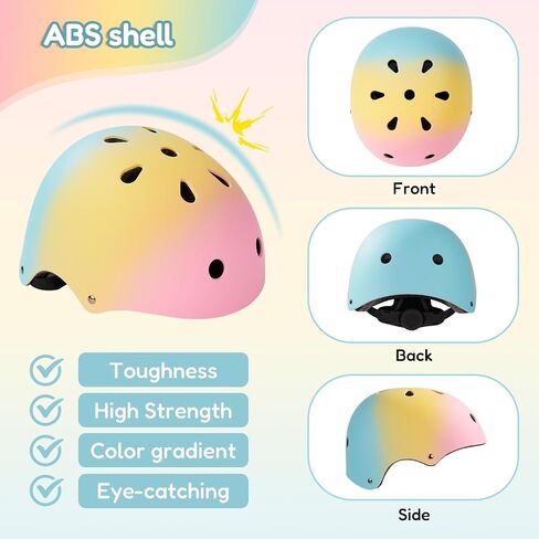 Miereirl Kids Bike Helmet Toddler Adjustable Gradient Helmet with Knee Pads Elbow Pads Wrist Guards Ventilation Multi-Sport Helmet for Skateboard Roller Skateing Bicycle Scooter in Saudi Arabia