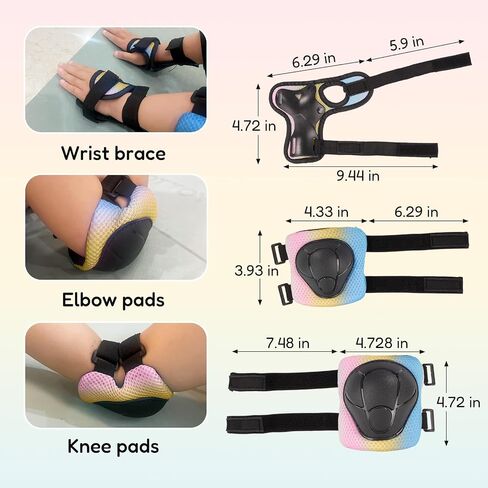 Miereirl Kids Bike Helmet Toddler Adjustable Gradient Helmet with Knee Pads Elbow Pads Wrist Guards Ventilation Multi-Sport Helmet for Skateboard Roller Skateing Bicycle Scooter in Saudi Arabia