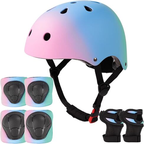 Miereirl Kids Bike Helmet Toddler Adjustable Gradient Helmet with Knee Pads Elbow Pads Wrist Guards Ventilation Multi-Sport Helmet for Skateboard Roller Skateing Bicycle Scooter in Saudi Arabia