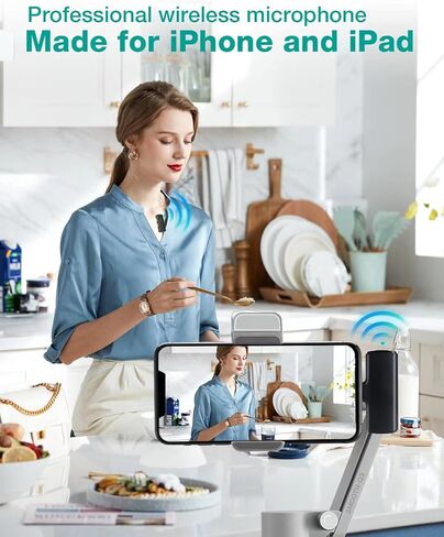 3 in 1 Wireless Microphones for iPhone, iPad, Android, Camera, USB-C Microphone, Mini Microphone with Noise Reduction - Perfect for Video Recording, Vlogging, YouTube, TikTok in Kuwait