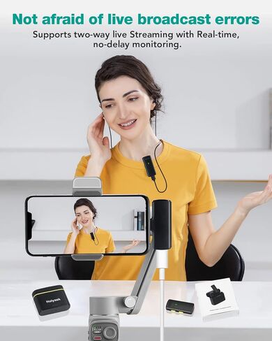 3 in 1 Wireless Microphones for iPhone, iPad, Android, Camera, USB-C Microphone, Mini Microphone with Noise Reduction - Perfect for Video Recording, Vlogging, YouTube, TikTok in Kuwait