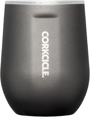 Corkcicle Stemless Insulated Wine Glass Tumbler, Matte Black, 12 oz – Stainless Steel Stemless Wine Glass Keeps Beverages Cold for 6 Hours, Hot for 3 Hours – Non-Slip, Easy-Grip Insulated Cup in Saudi Arabia