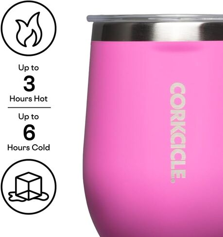 Corkcicle Stemless Insulated Wine Glass Tumbler, Matte Black, 12 oz – Stainless Steel Stemless Wine Glass Keeps Beverages Cold for 6 Hours, Hot for 3 Hours – Non-Slip, Easy-Grip Insulated Cup in Saudi Arabia