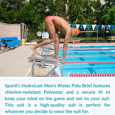 بدلة سباحة رياضية للرجال من Sporti مع تكنولوجيا Hydrolast - ملابس سباحة بولو مائية - ملابس سباحة رياضية للرجال للسباحة في اللفة in Kuwait