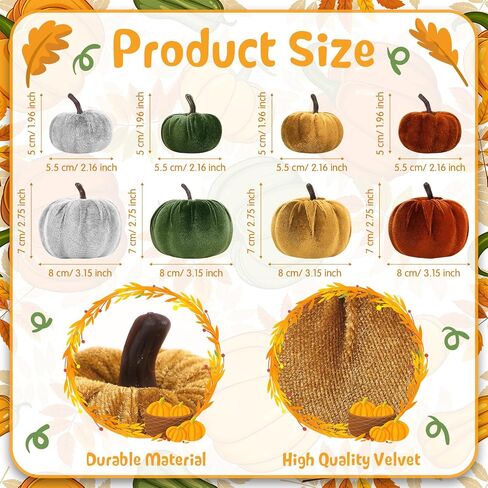 Jenaai 32 Pcs Assorted Faux Harvest Pumpkin Decor Velvet Fabric Pumpkins Fake Pumpkins Foam Pumpkins for Farmhouse Halloween Fall Weddings Thanksgiving Centerpieces Table Baby Shower (4 Color) in Saudi Arabia