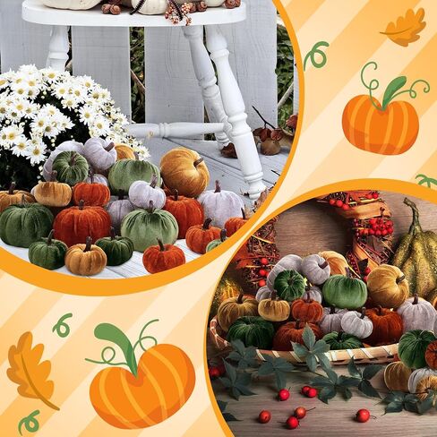 Jenaai 32 Pcs Assorted Faux Harvest Pumpkin Decor Velvet Fabric Pumpkins Fake Pumpkins Foam Pumpkins for Farmhouse Halloween Fall Weddings Thanksgiving Centerpieces Table Baby Shower (4 Color) in Saudi Arabia
